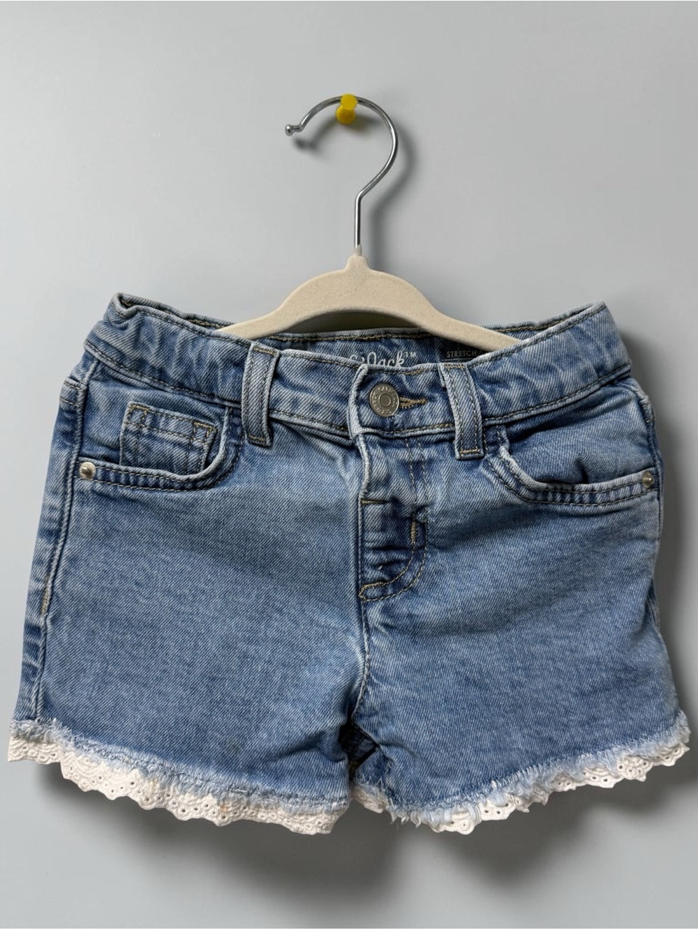 Cat & Jack Light Blue Denim Shorts with Lace Hem